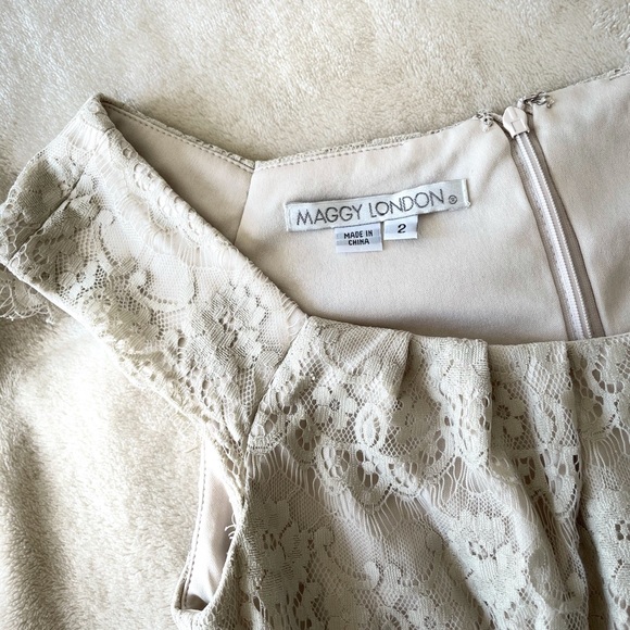 🔥MAGGY LONDON IVORY COCKTAIL LACE MINI DRESS - Picture 6 of 10